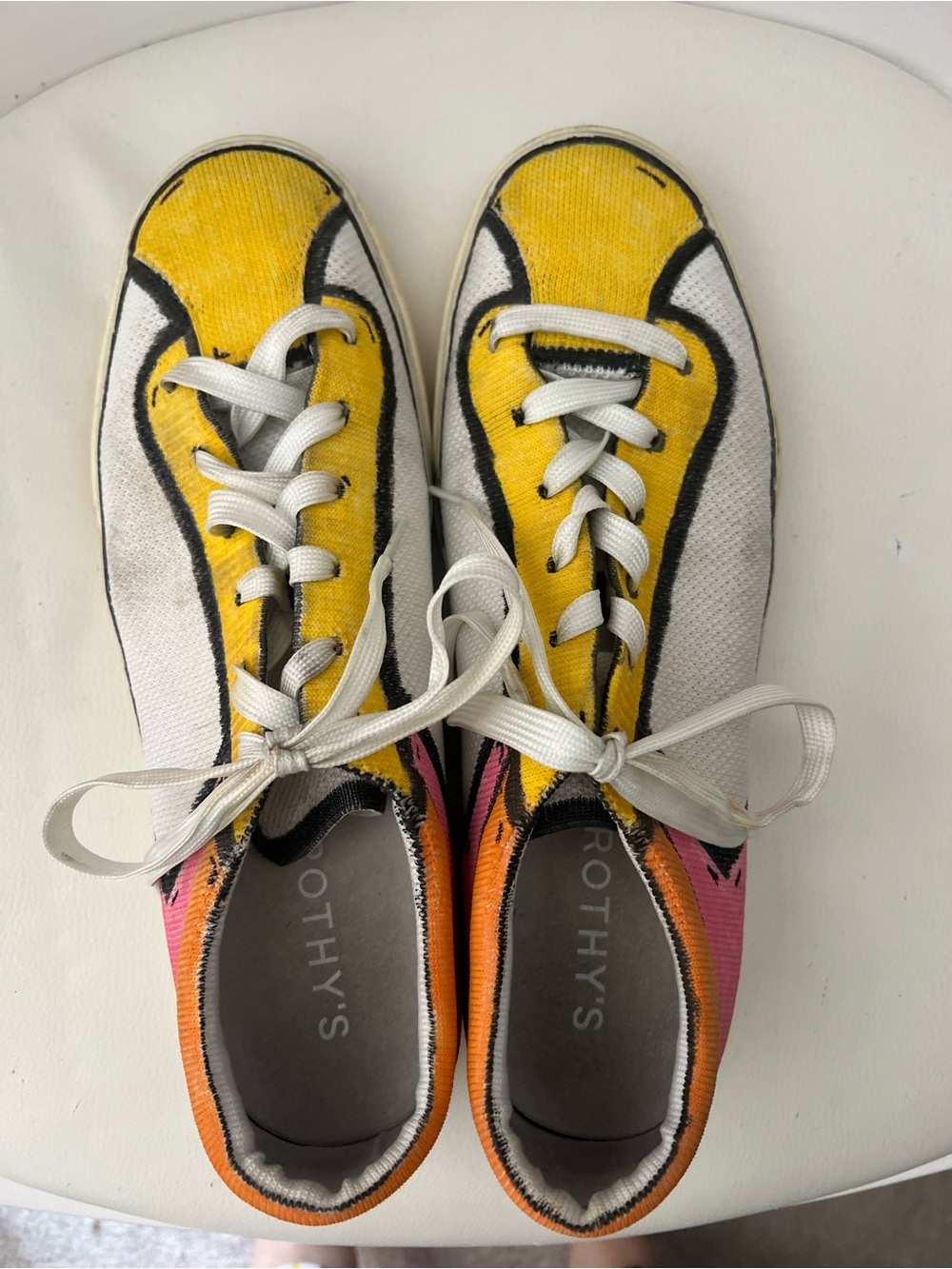 Rothy's men color block comic custom cartoon Canvas Sneakers 11.5